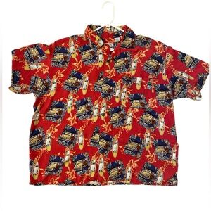 Pineapple Connection Hawaiian Shirt 2XB Red Vintage Surf Tiki Aloha Island Style